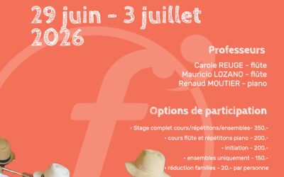 Stage d&rsquo;été 2026 – Les flûtes en vacances à l&rsquo;Atelier F