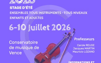 Stage d&rsquo;été 2026 – Musiques d&rsquo;ensembles à Vence